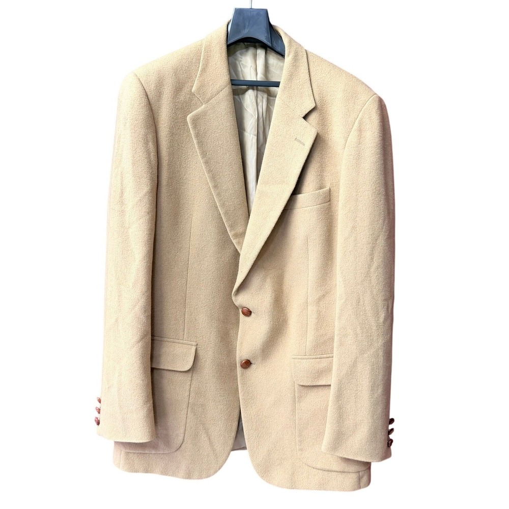 Vintage Doncaster Blazer Men 44 Tan 100% Camel Hair 2 Button Sport Coat Benoit's